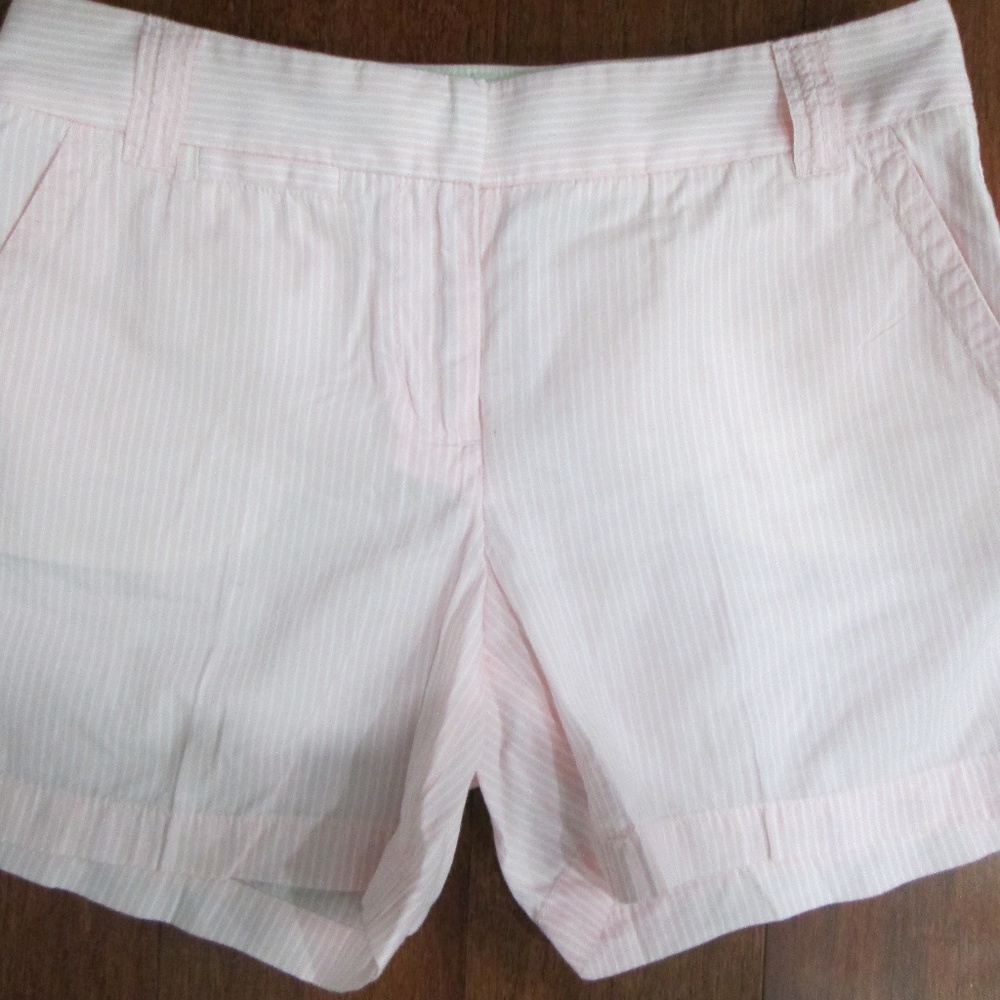 J. Crew Cotton Pink & White Stripe Shorts